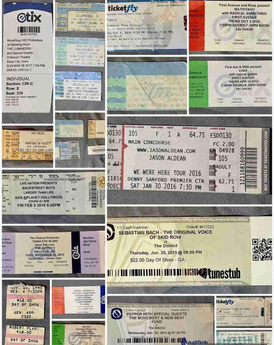 Concert Ticket Stubs Shaka Swags