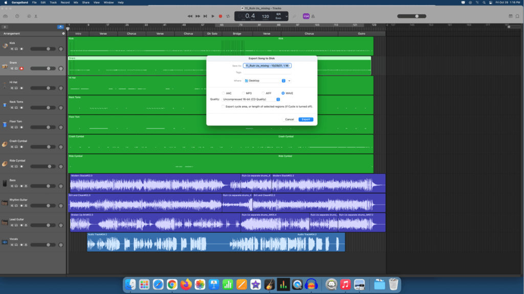Saving and Exporting Your Work in GarageBand Shaker Heights Public