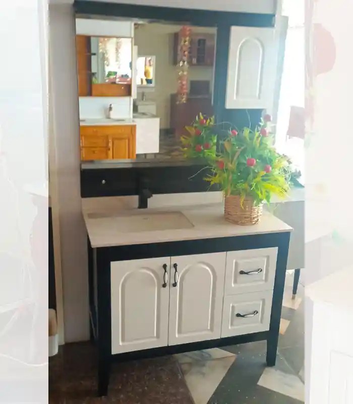 HandWash Vanity Black & White, Rectangular Bowl SHALEQA