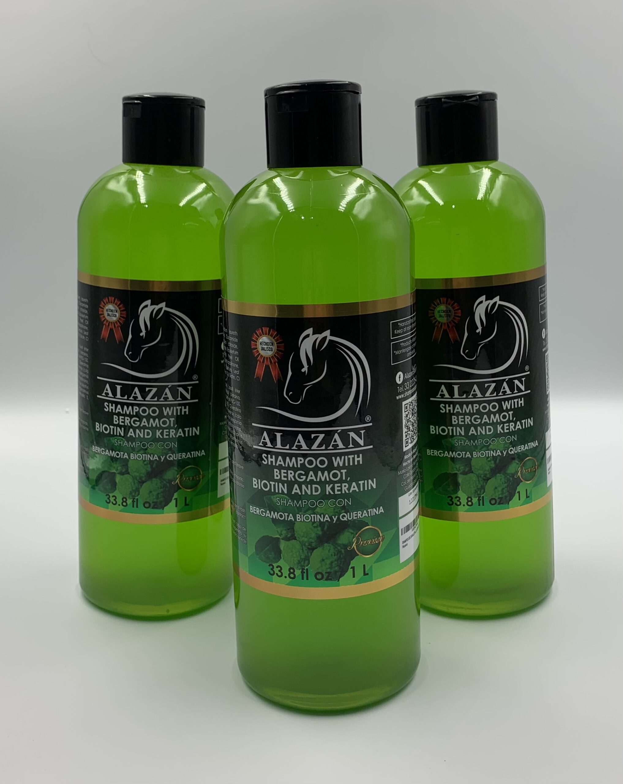 SHAMPOO VERDE CON BERGAMOTA, BIOTINA Y QUERATINA PRESENTACIÓN DE 1LT
