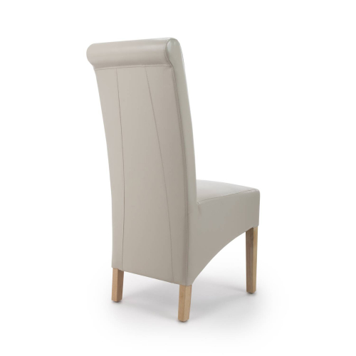 Krista Roll Back Bonded Leather Ivory Dining Chair Shankar UK