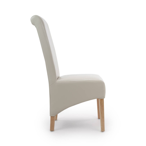 Krista Roll Back Bonded Leather Ivory Dining Chair Shankar UK