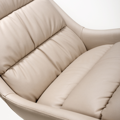 Arnhem Swivel Leather Effect Cream Dining Chair Shankar UK