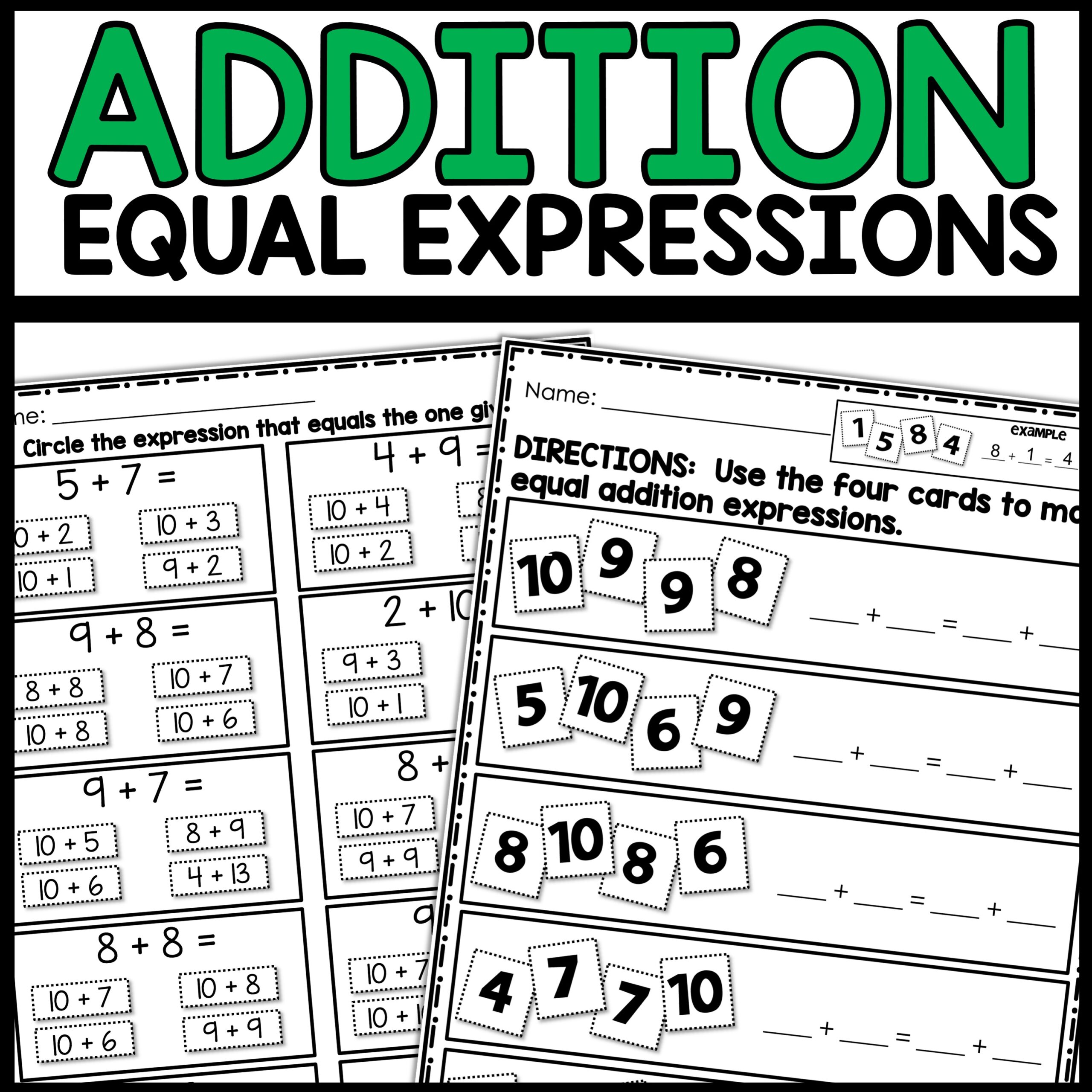 Equal Equations Worksheets - We Are Better Together