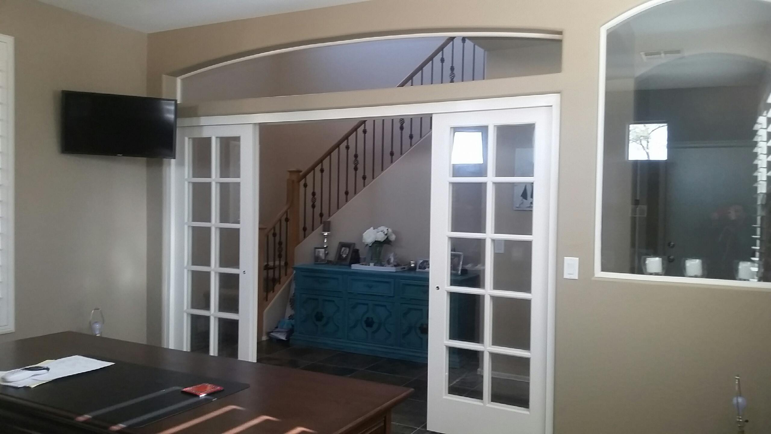 Installation of four French sliding doors system