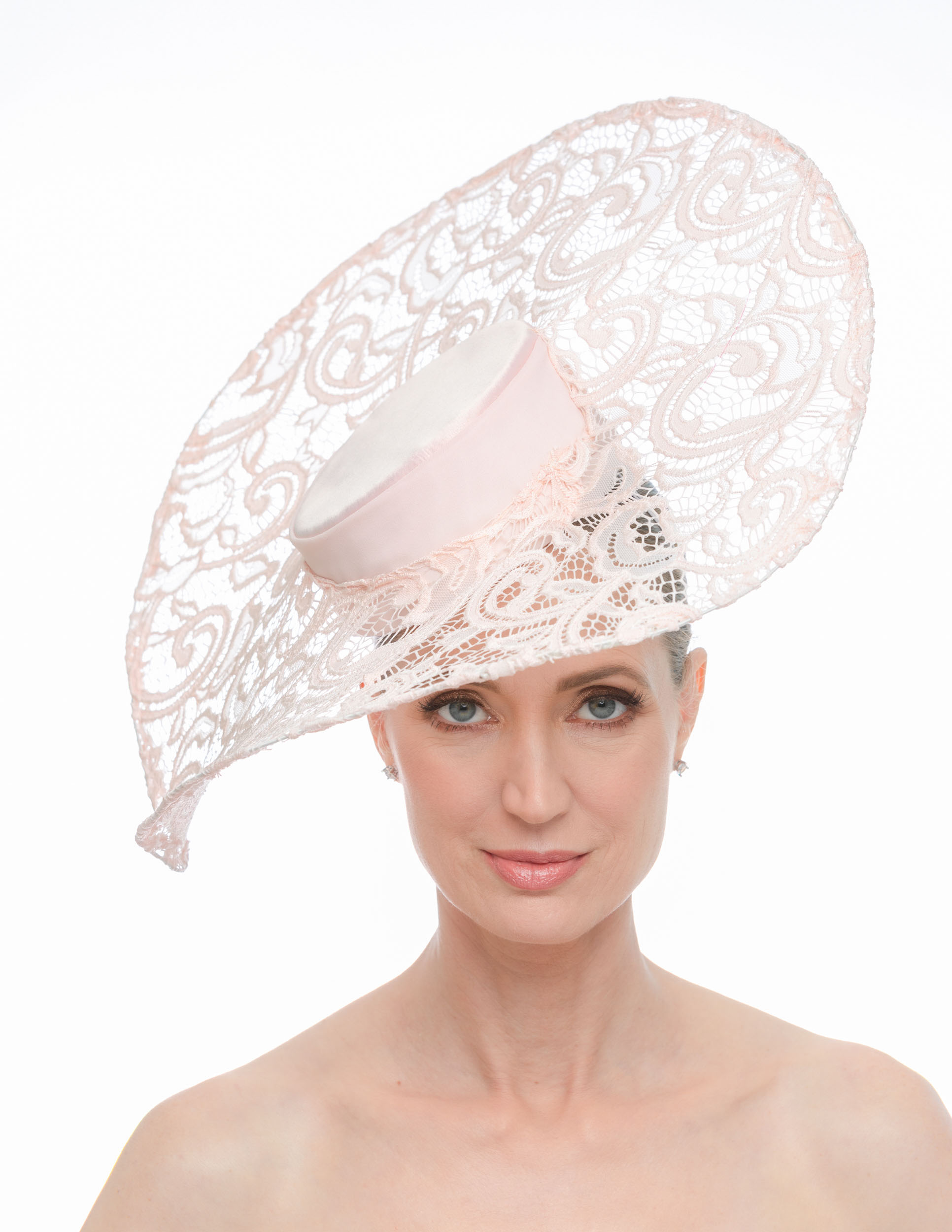 PINK LACE ROUND WIDE BRIM HAT Shapoh