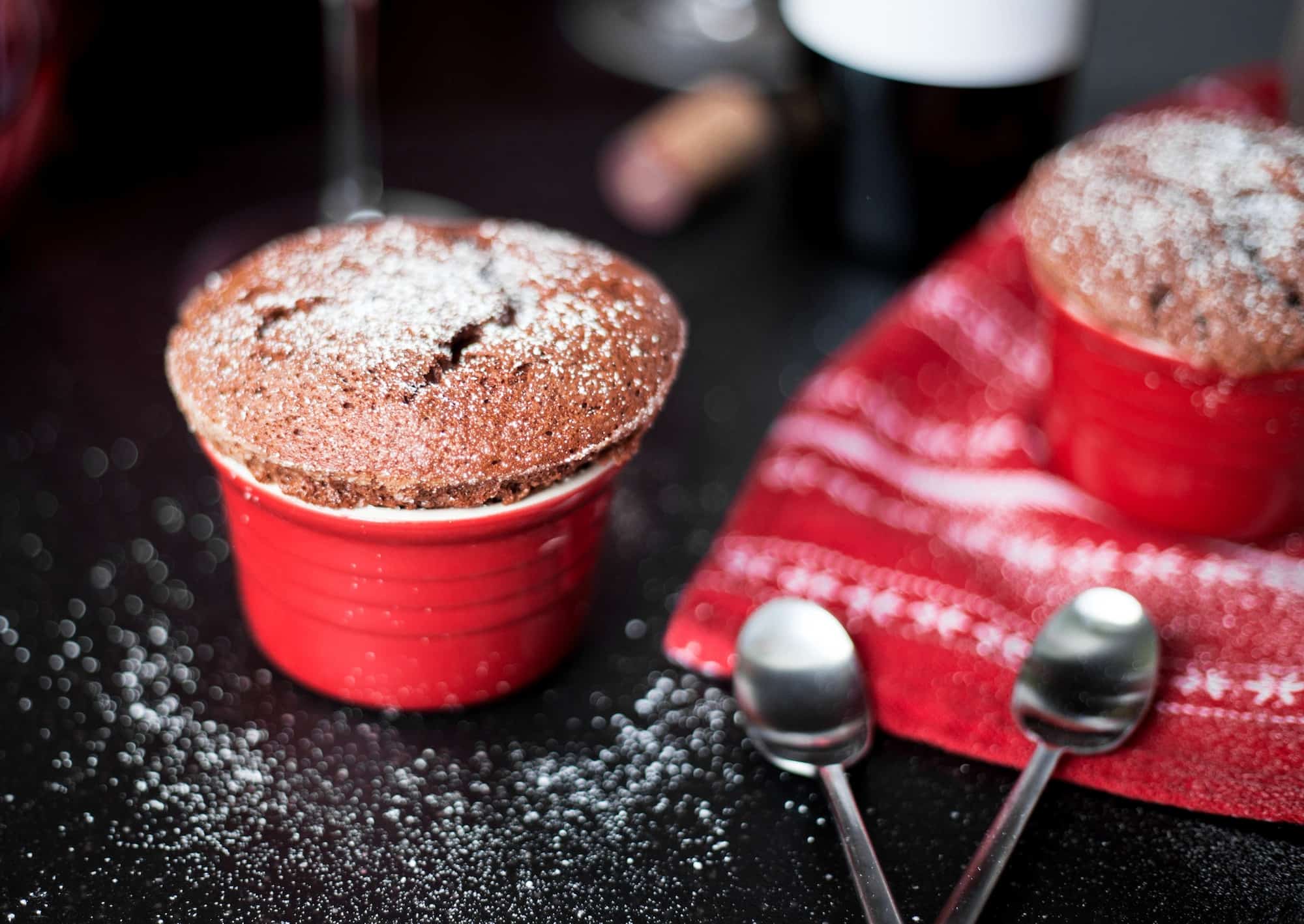 Dark Chocolate Soufflé with Grand Marnier Crème Anglaise