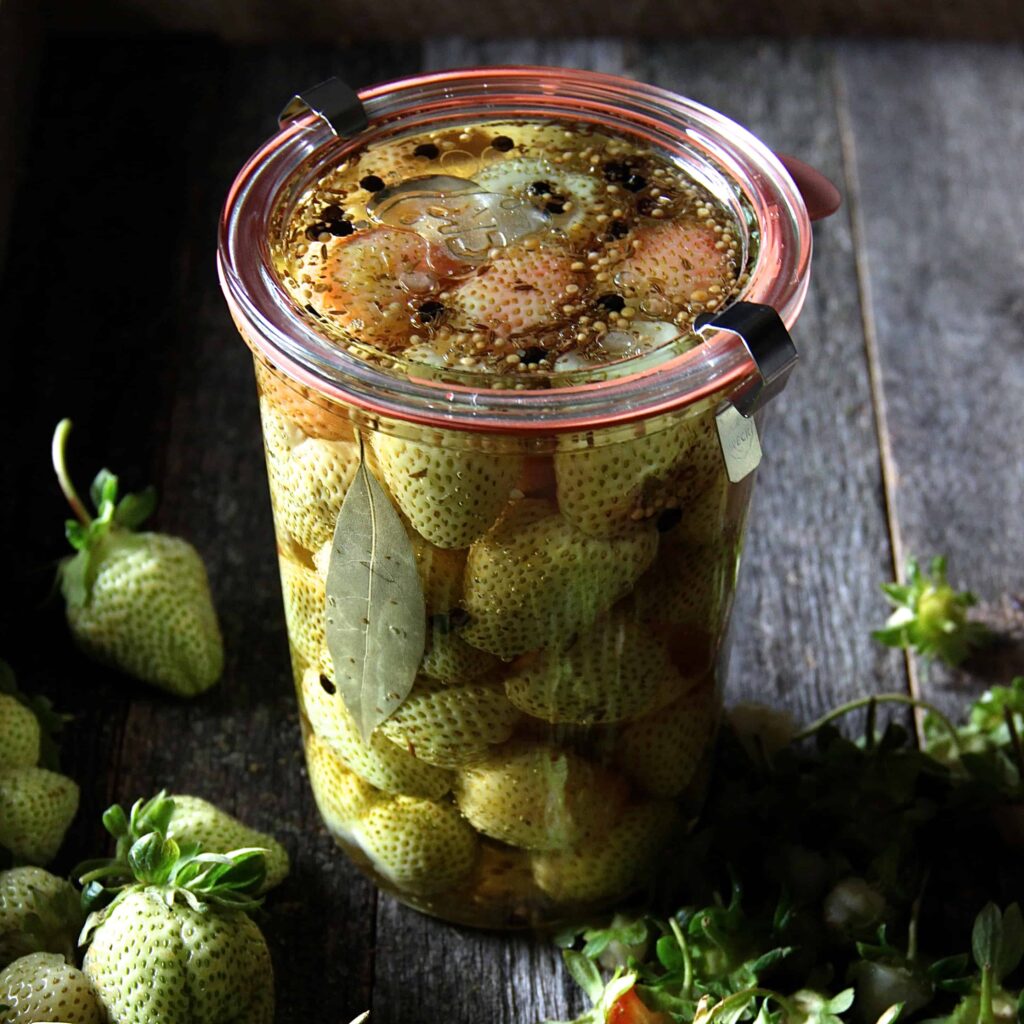 Pickled Green Strawberries