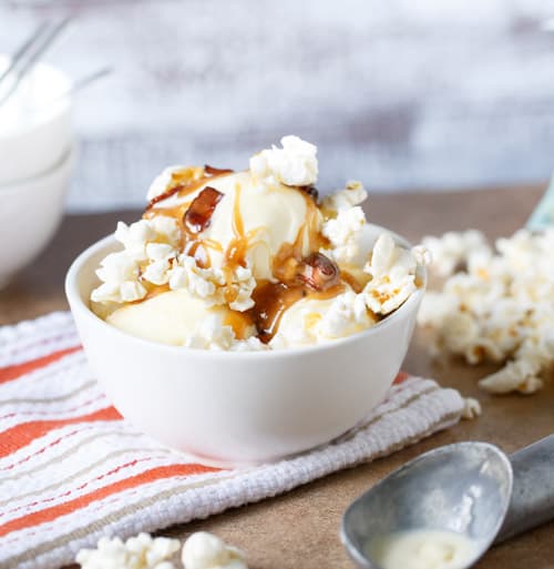 Sweet Corn Ice Cream with CaramelCandied Bacon