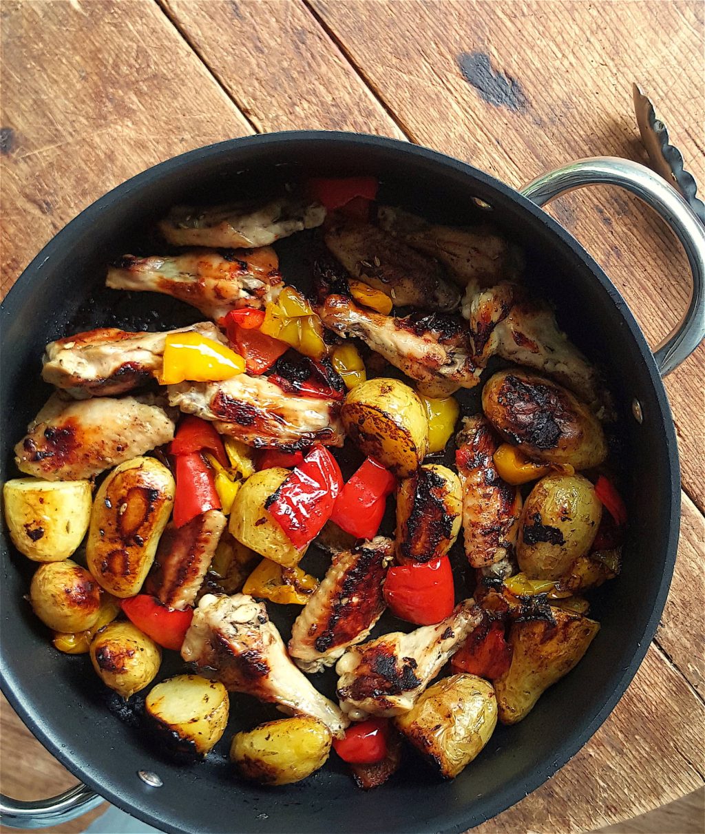 Chicken nibbles simply scrumptious roasted with peppers