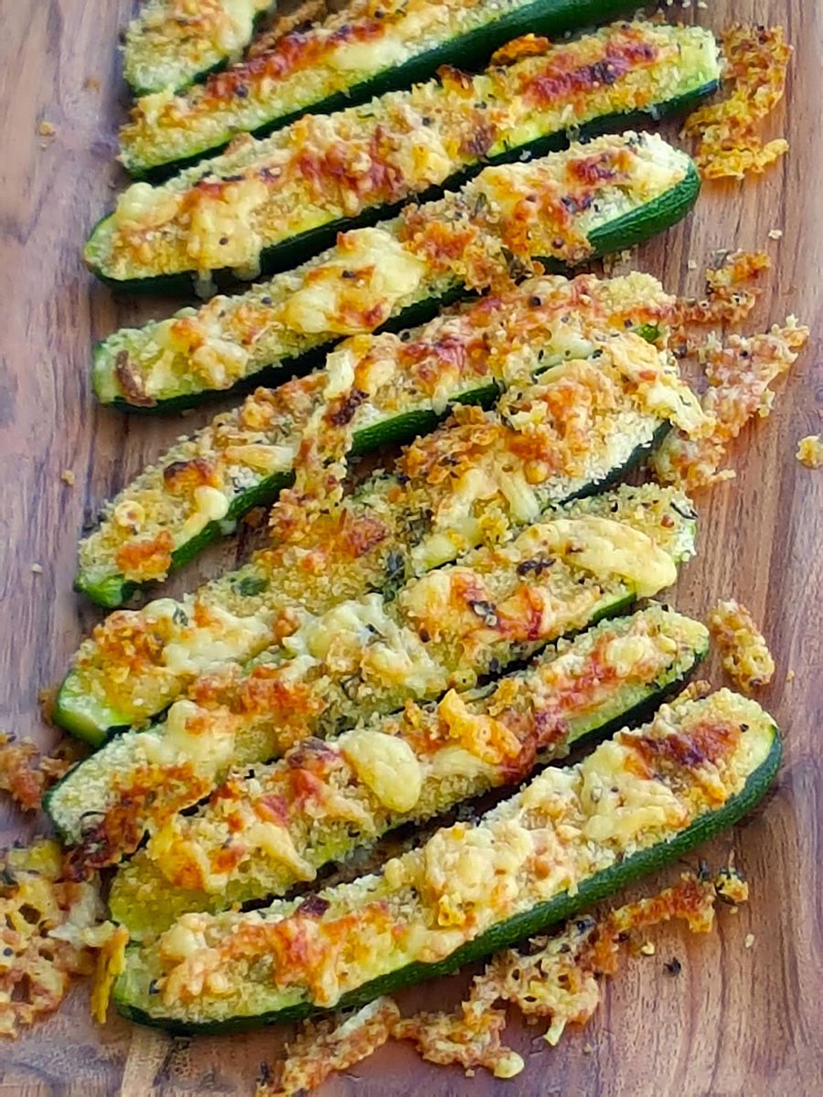 Cheesy Zucchini with their golden crusty top are irresistible.