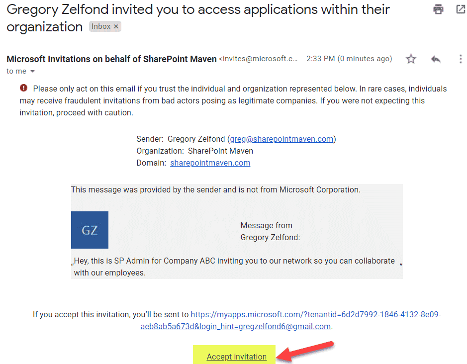 How to invite external users via Azure AD SharePoint Maven