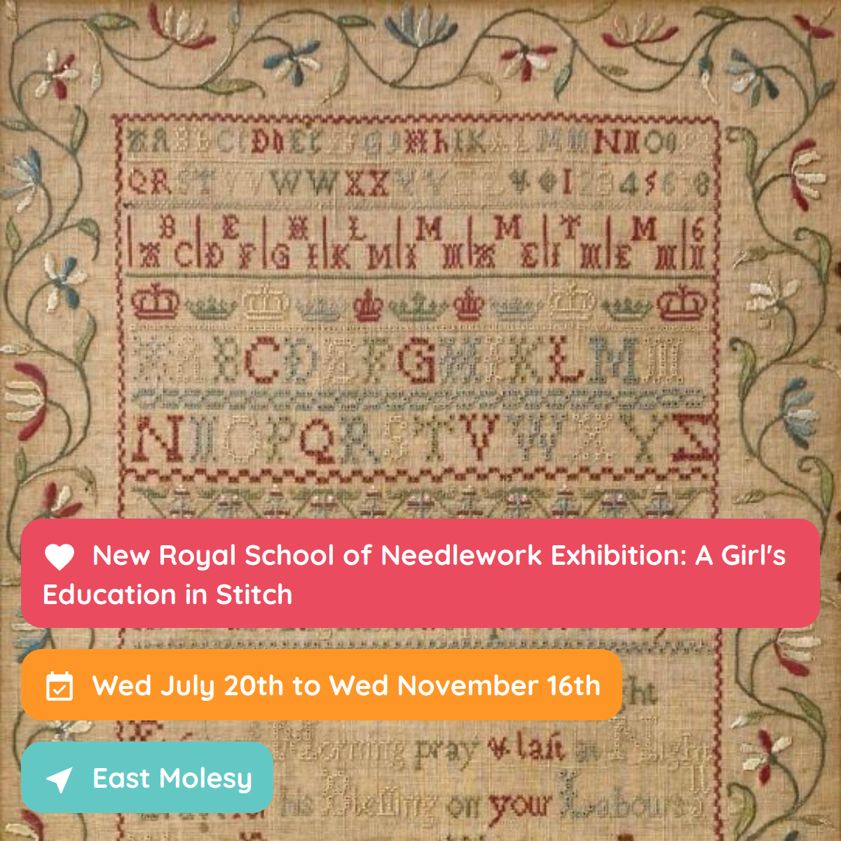 New Royal School of Needlework Exhibition A Girl's Education in Stitch