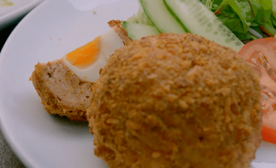 Lorenzo Richards Scotch egg with jerk seasoning on The Hairy Bikers