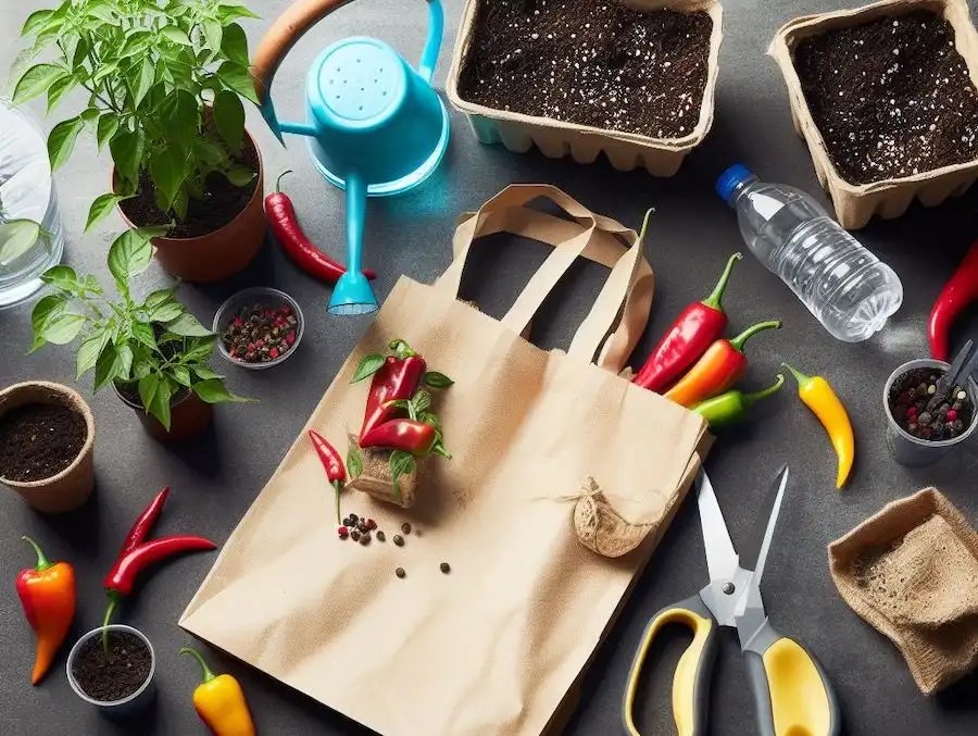 Growing Peppers in Hanging Plastic Bags A SpaceSaving Gardening