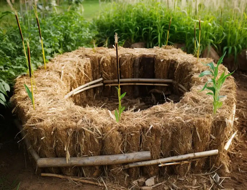 How to Build a Straw Bale Composting Keyhole Garden Bed (The Key to
