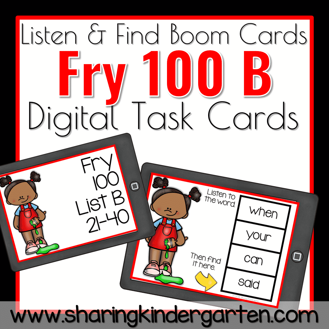 Fry 100 B Sight Word Boom Cards Sharing Kindergarten
