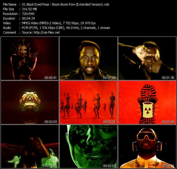 Black Eyed Peas Videos. Download Black Eyed Peas Music Video Boom Boom