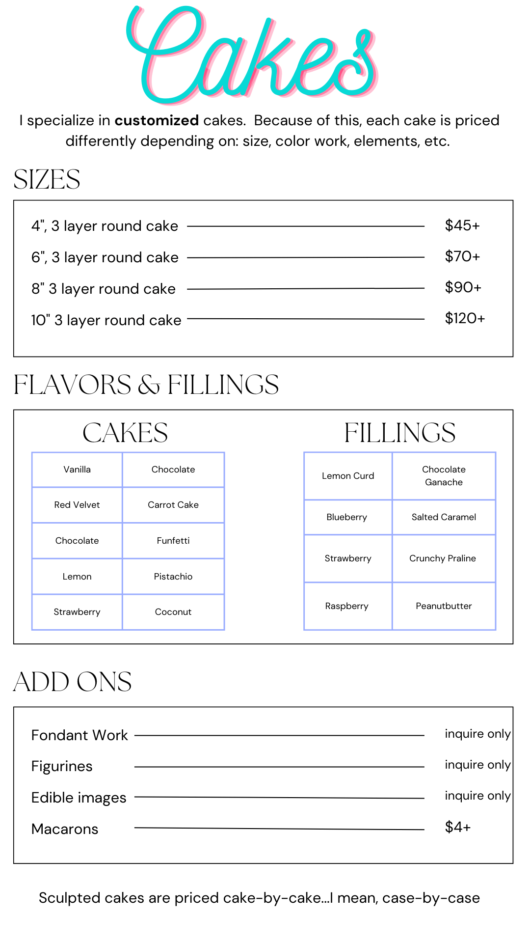 Menu and Price List Sharkeys Sweets
