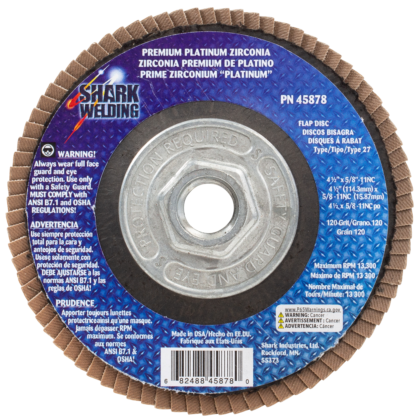 1 PK Flap Disc Type 27 Zirconia (Premium) 4.5" x 5/8"11 120