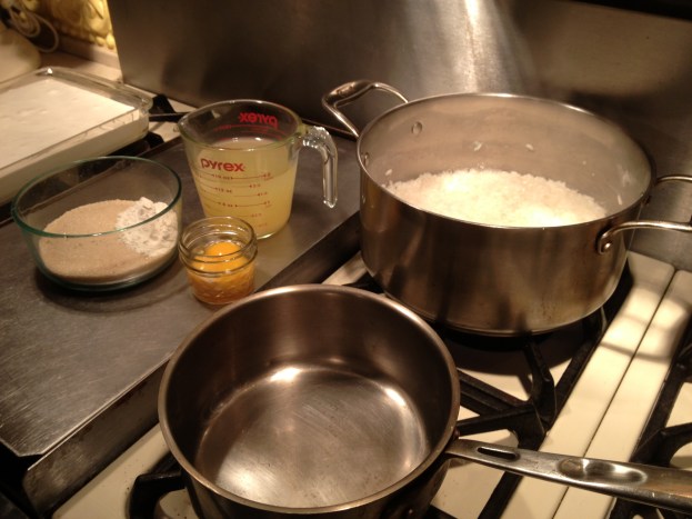 While rice is cooking make fruit dressing in skillet--fruit juice, egg yolks, sugar and flour- cook till slightly thick