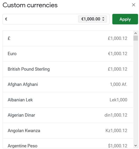 How to change currency in Google Sheets (and set the default currency