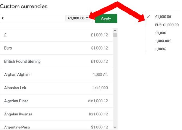 How to change currency in Google Sheets (and set the default currency