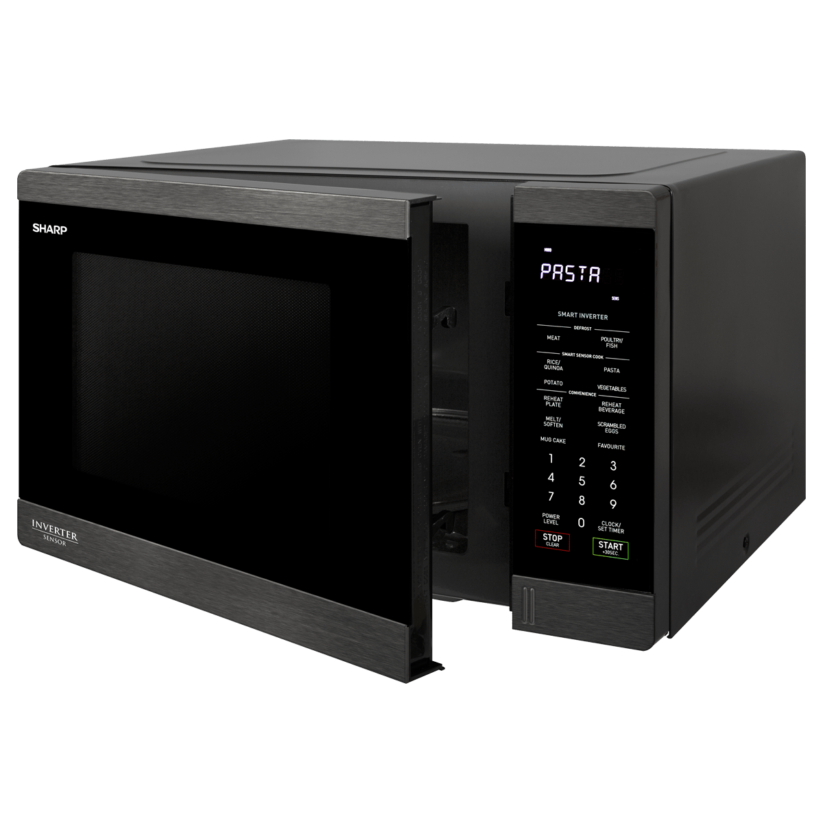 R395EBS 34L Inverter Microwave Black Steel Sharp Electronics