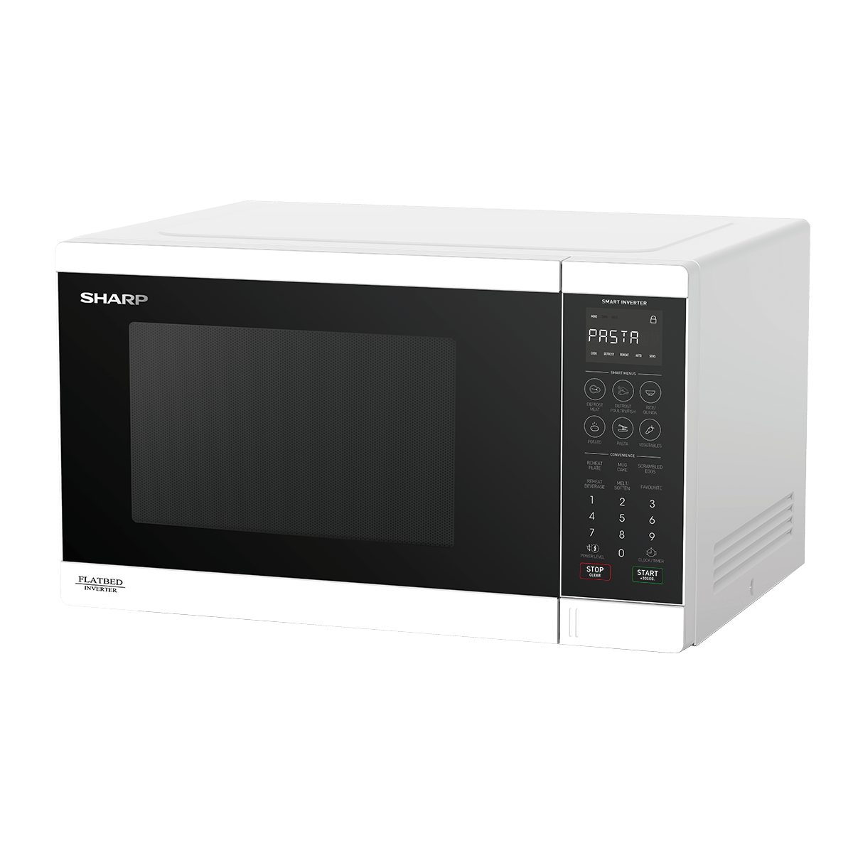 SM327FHW 32L Flatbed Microwave Oven White Sharp Electronics