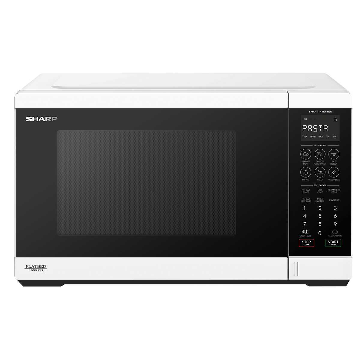 SM327FHW 32L Flatbed Microwave Oven White Sharp Electronics