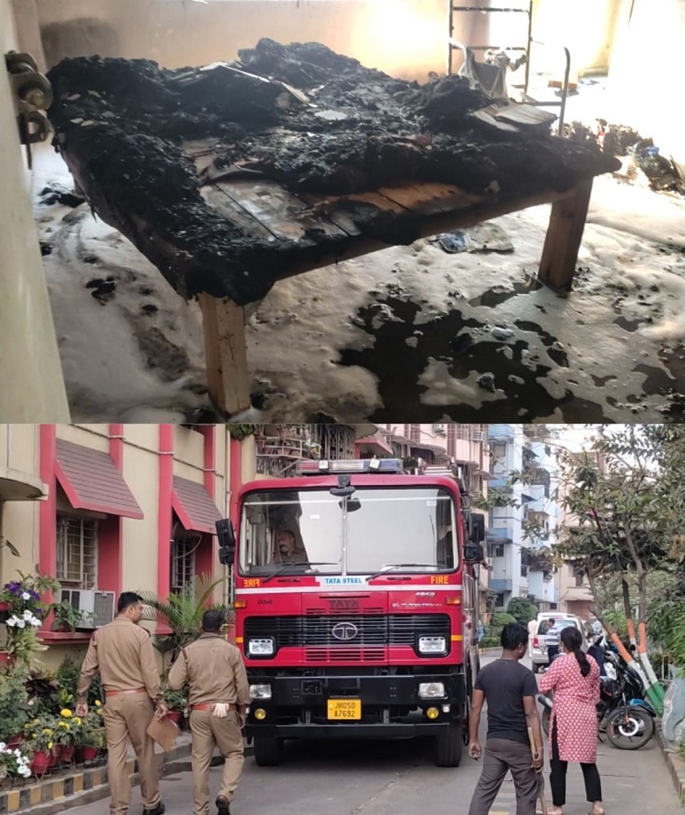 Jamshedpur sonari fire in flat सोनारी मरीन ड्राइव स्थित विजय शताब्दी