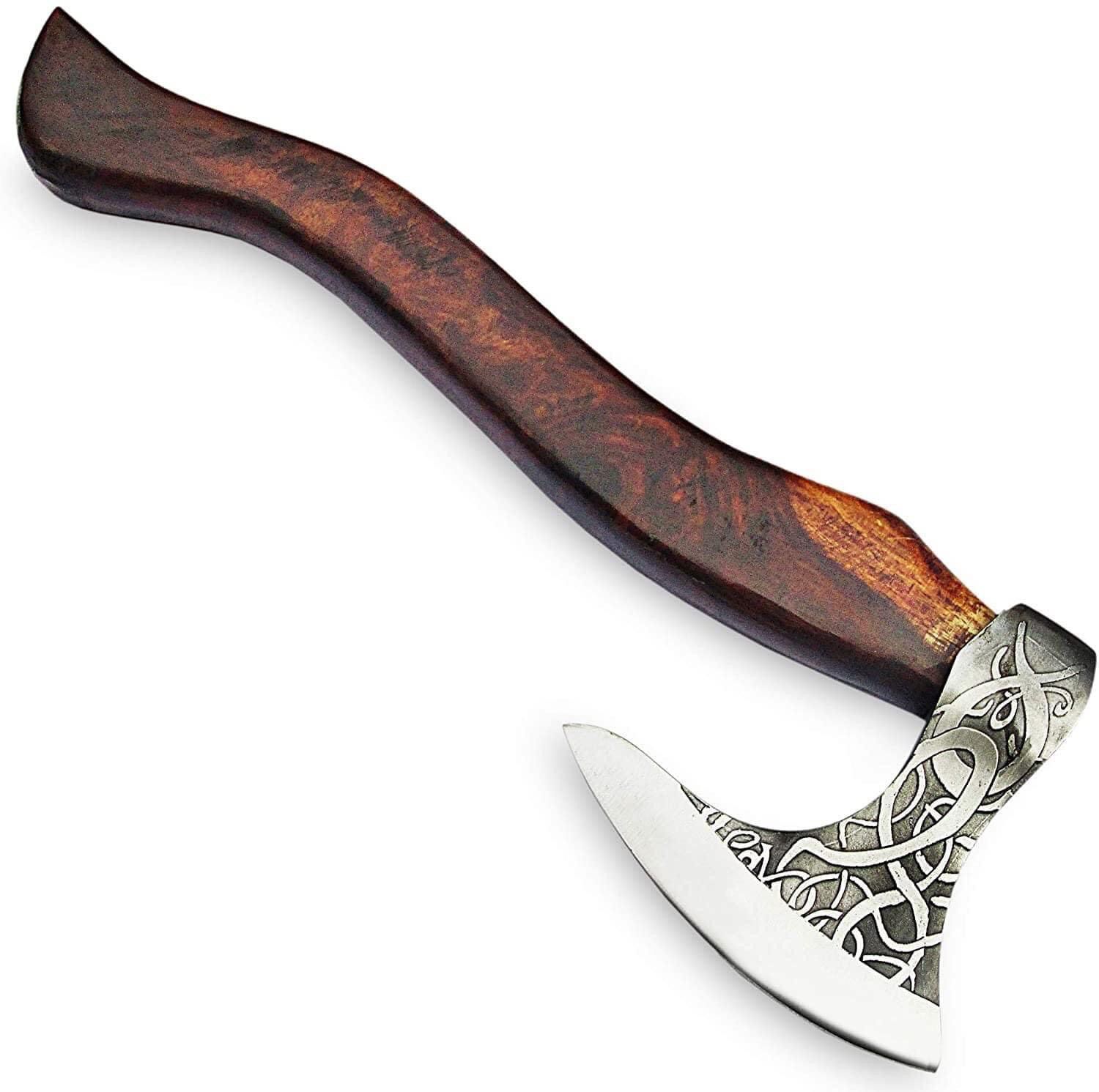 1095 steel handmade axe with rose wood handle
