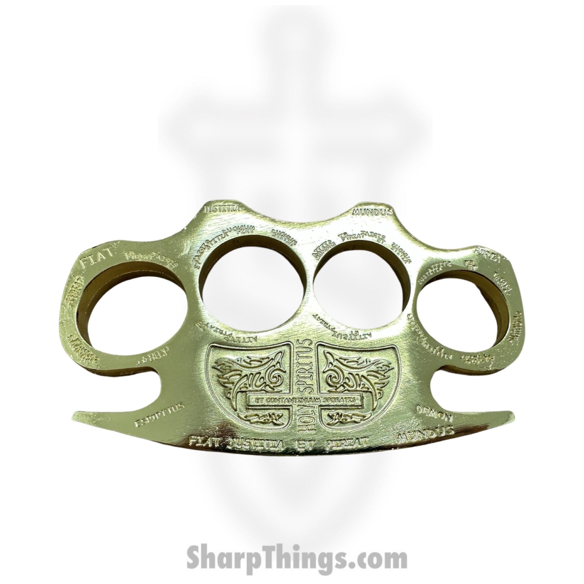 Misc P493GD Latin Deus Ex Machina Knuckles Solid Metal Gold