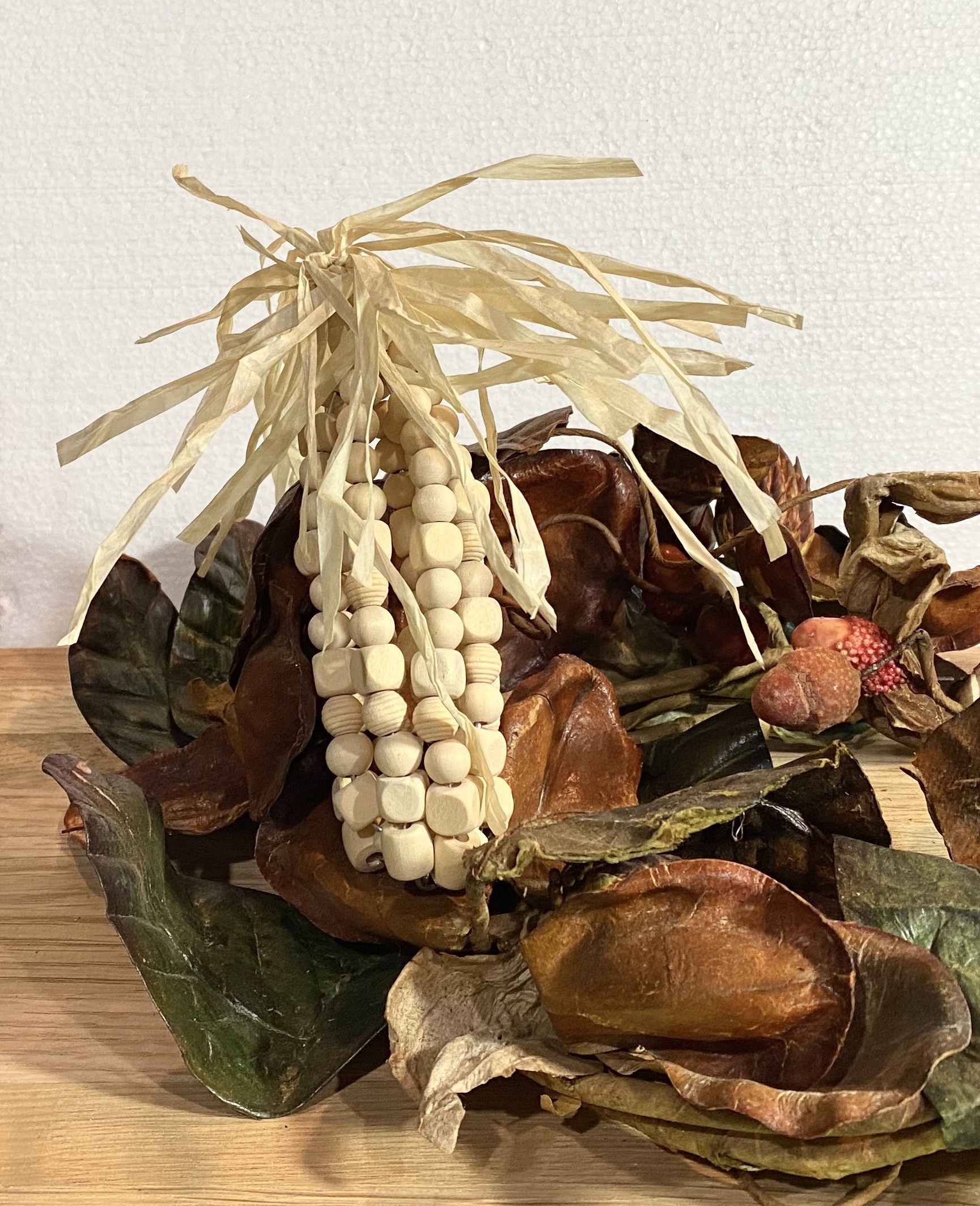 An Ear of Harvest Corn Made With Wooden Beads SharSum Paint