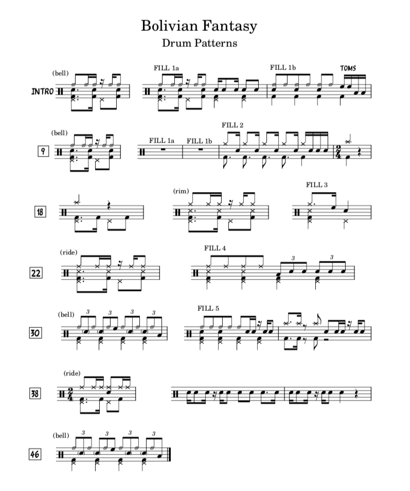 bolivian fantasy drum part tutorial Sheboygan Drums Drum Lessons Sheboygan Wisconsin