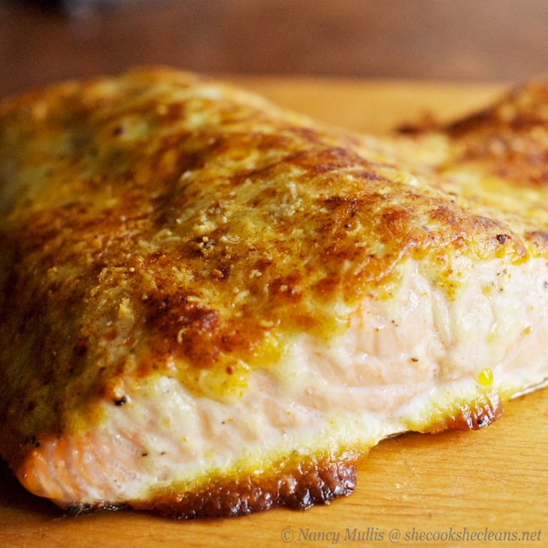 Oven Roasted Salmon with ParmesanMayo Crust she cooks…he cleans