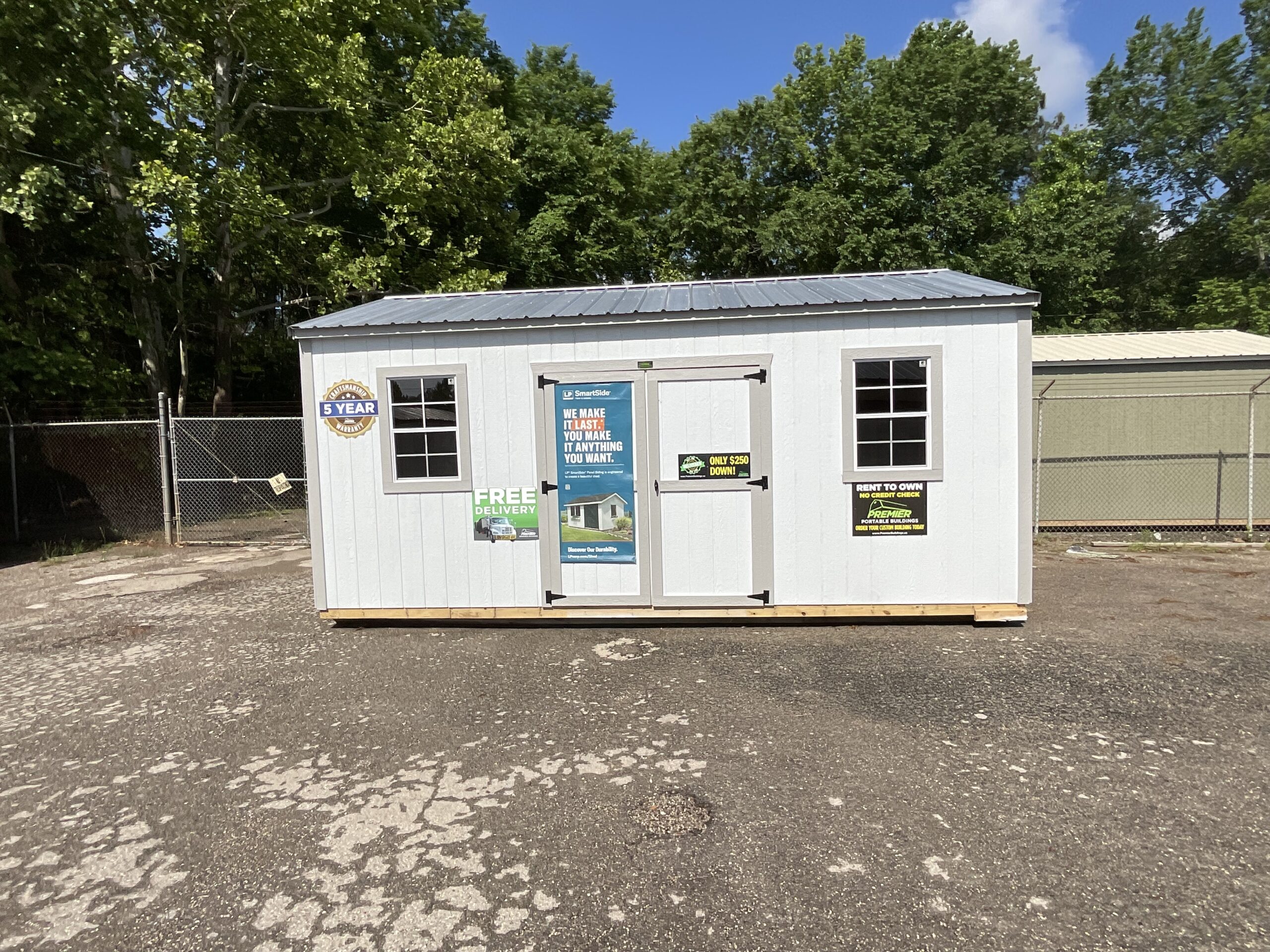 12×20 Side Utility Dyer's Premier Portable Buildings and Trailers
