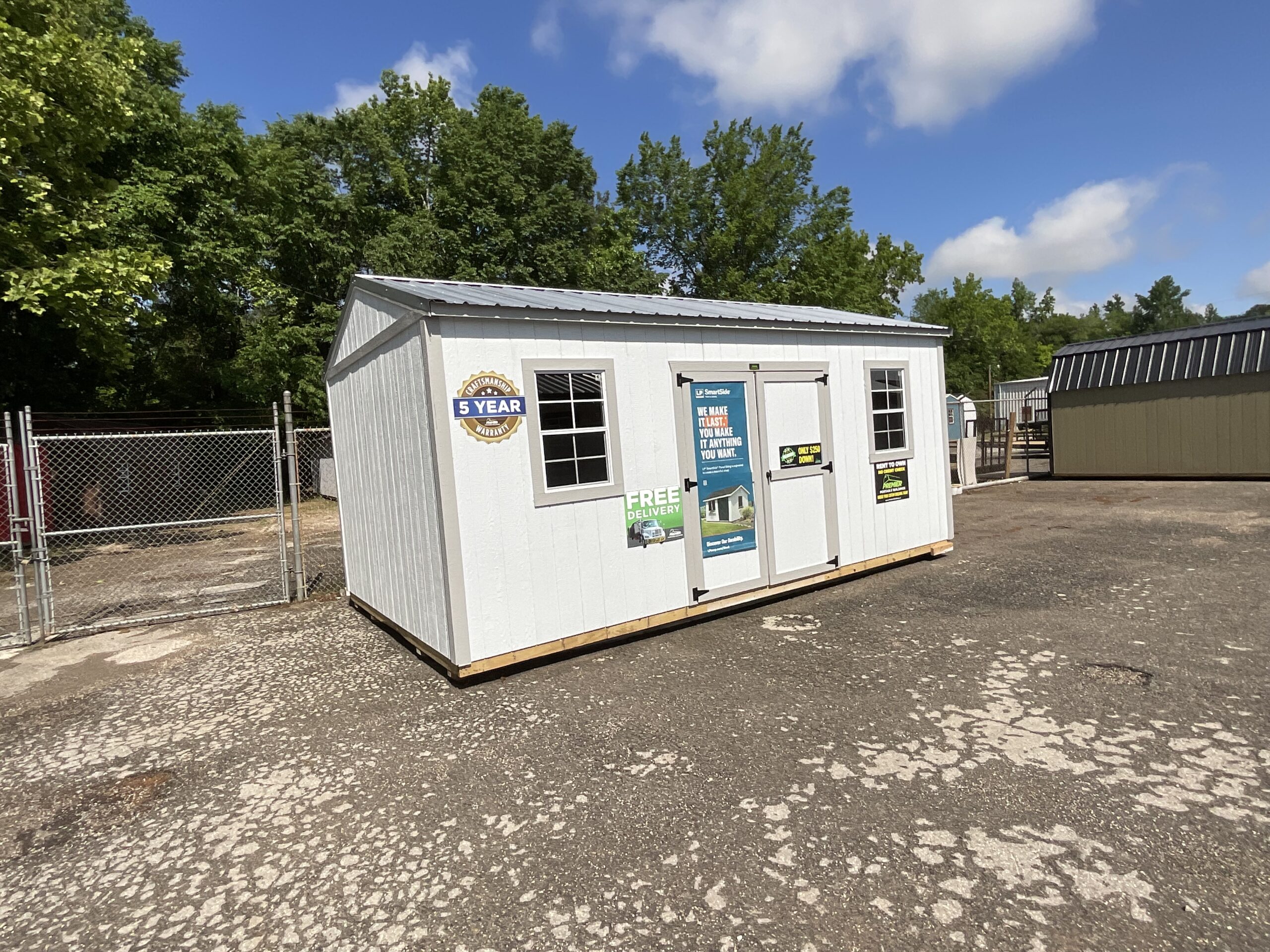 12×20 Side Utility Dyer's Premier Portable Buildings and Trailers