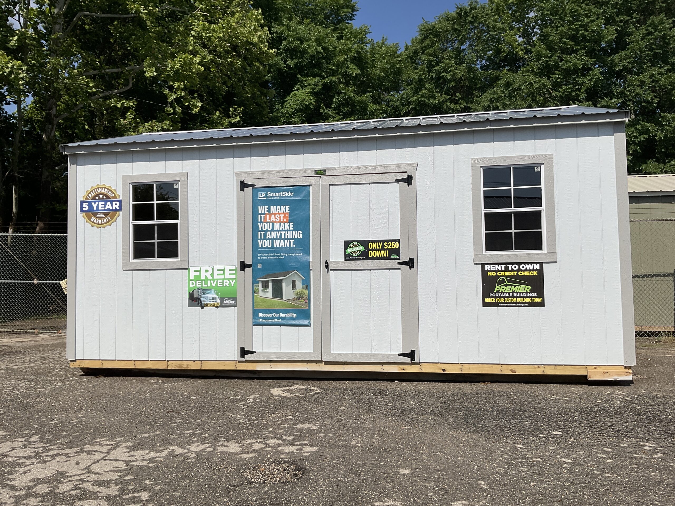 12×20 Side Utility Dyer's Premier Portable Buildings and Trailers