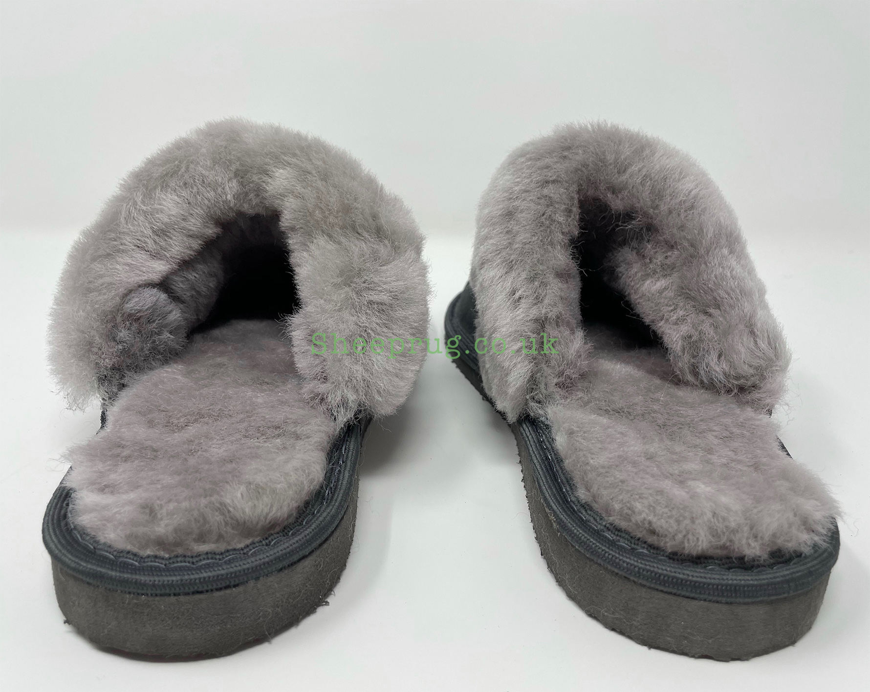 Women’s Grey Sheepskin slippers 100 made of real Wool and Leather