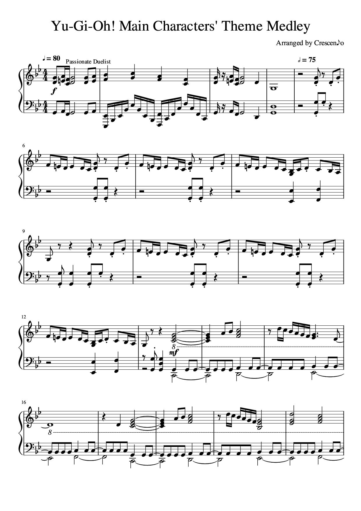 YuGiOh! Main Characters' Theme Medley YuGiOh! sheet music Sheethost