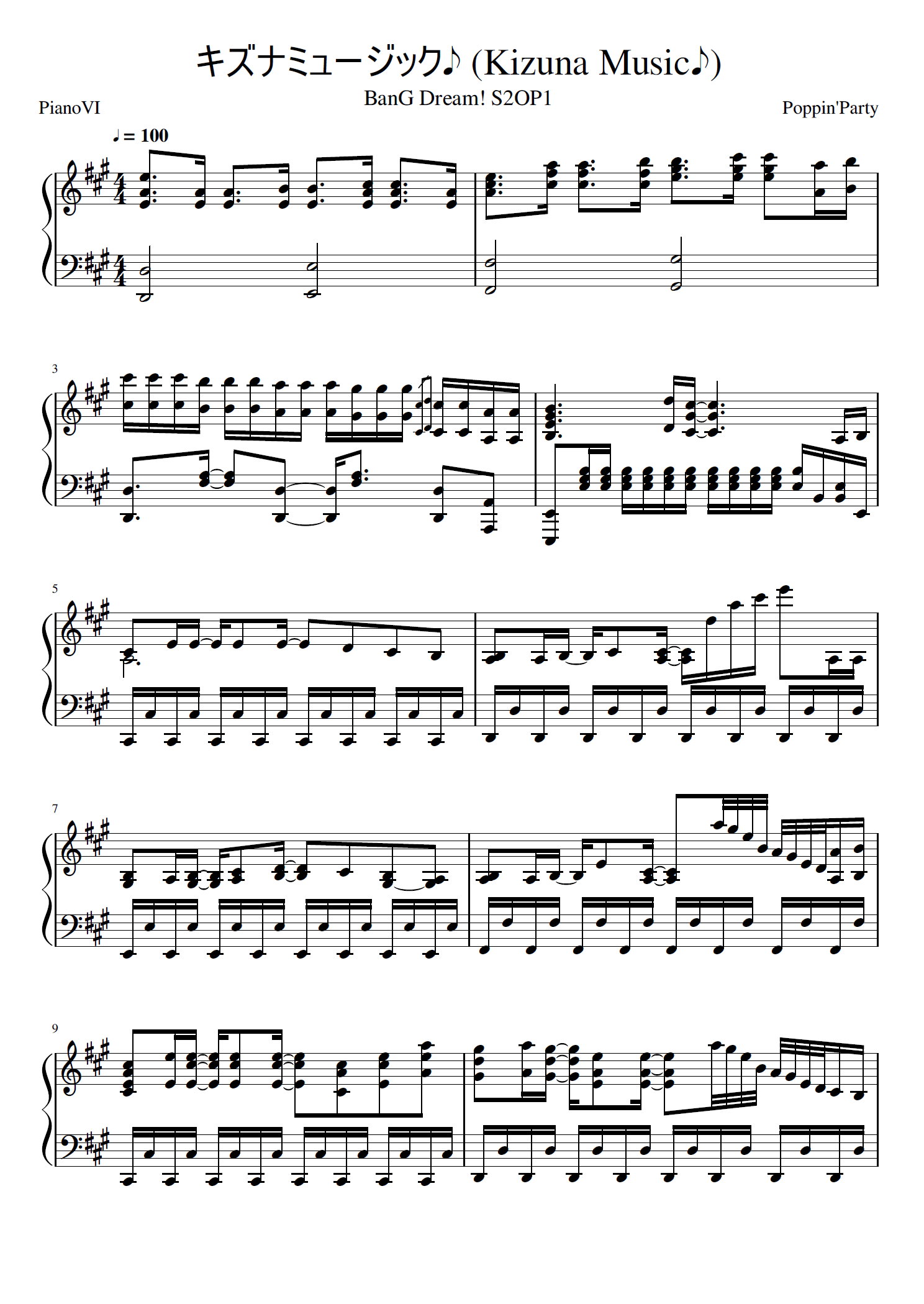 Kizuna Music (キズナミュージック) BanG Dream! S2OP sheet music Sheethost