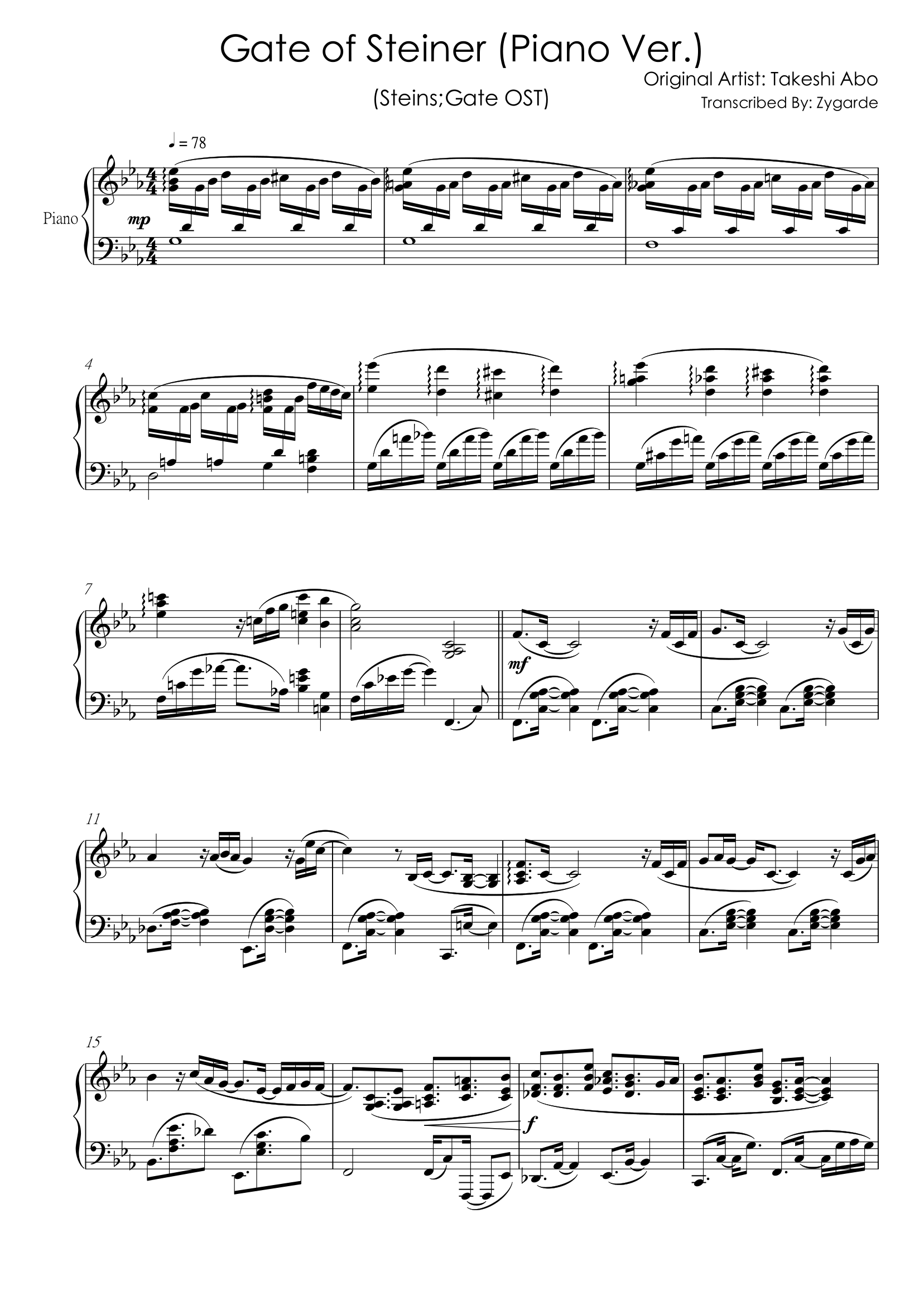 Gate of Steiner Steins;Gate OST sheet music Sheethost