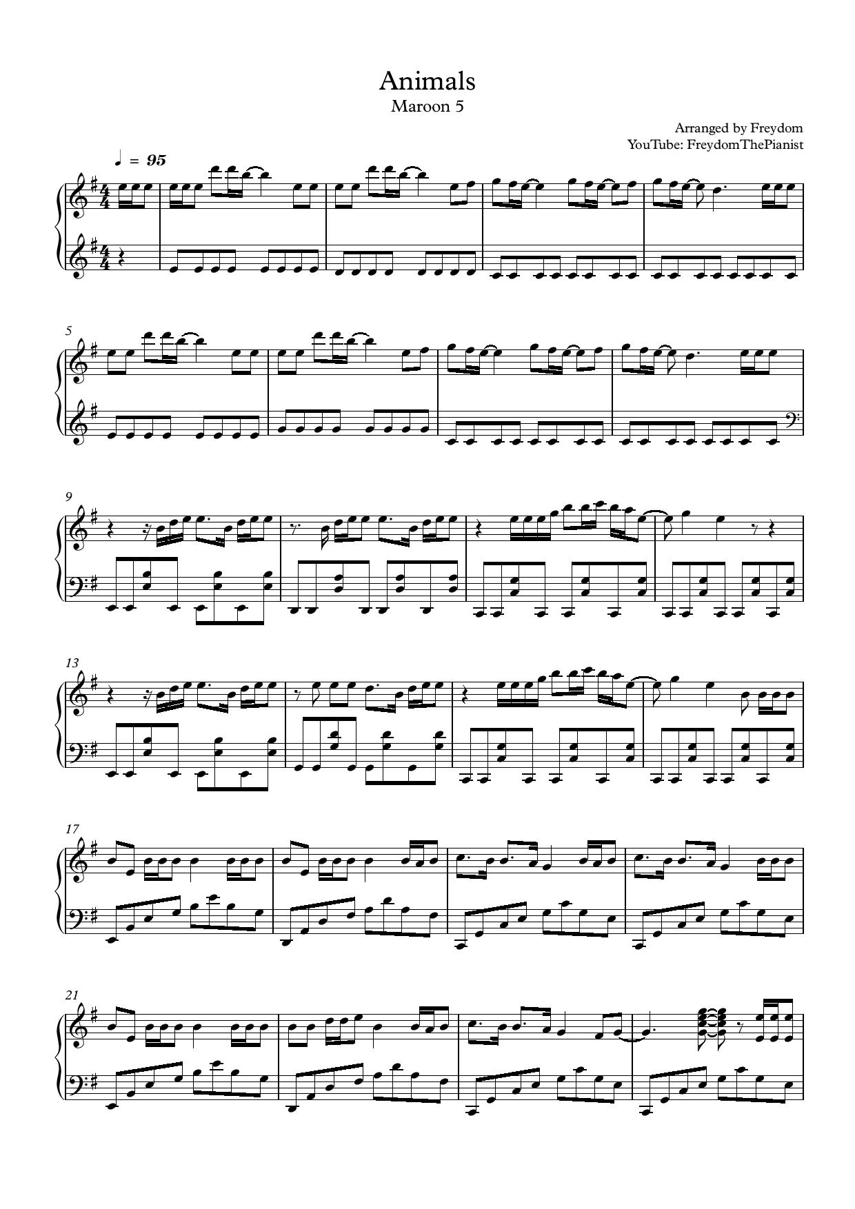 Animals Maroon 5 sheet music Sheethost