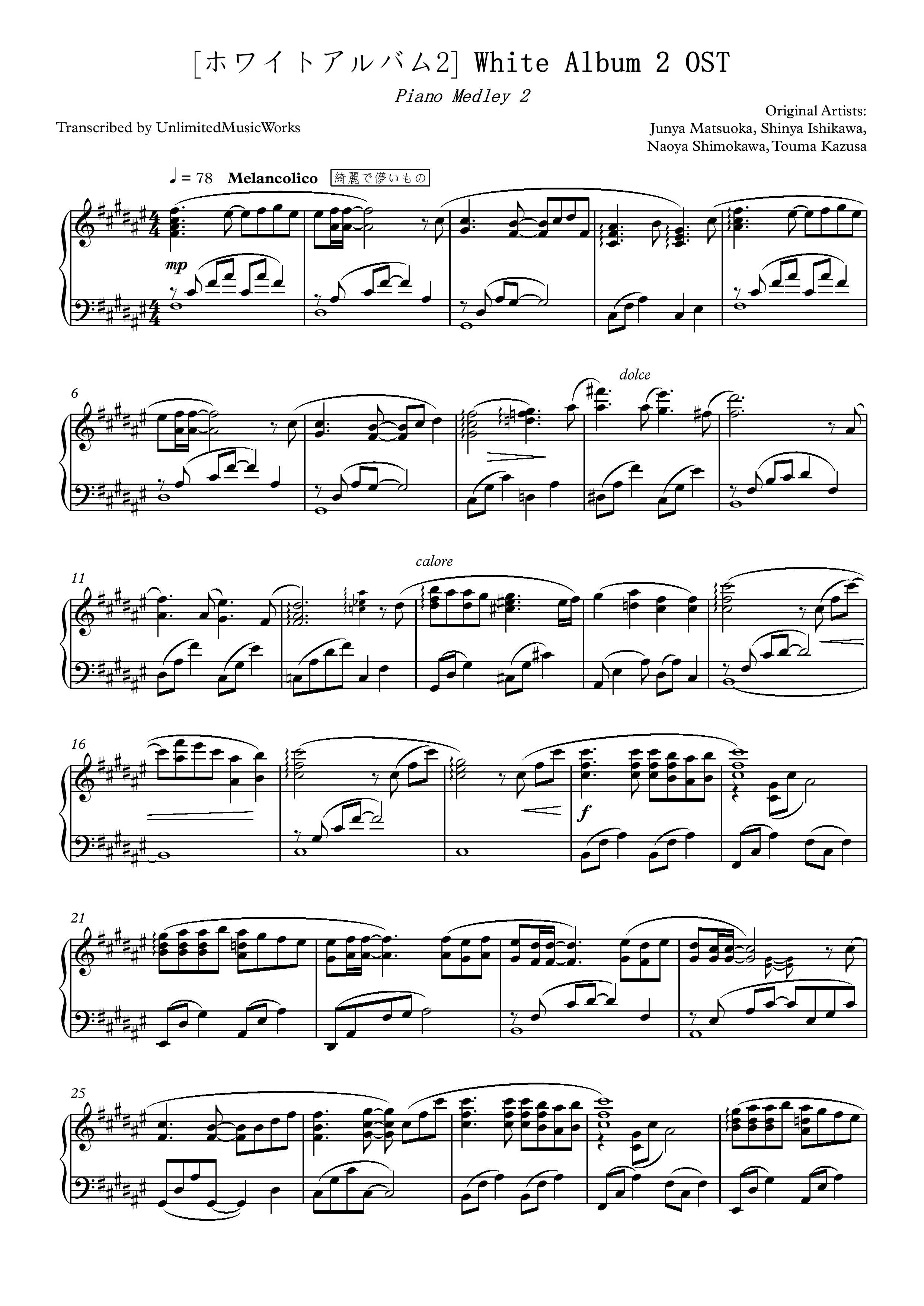 White Album 2 OST Medley White Album 2 sheet music Sheethost