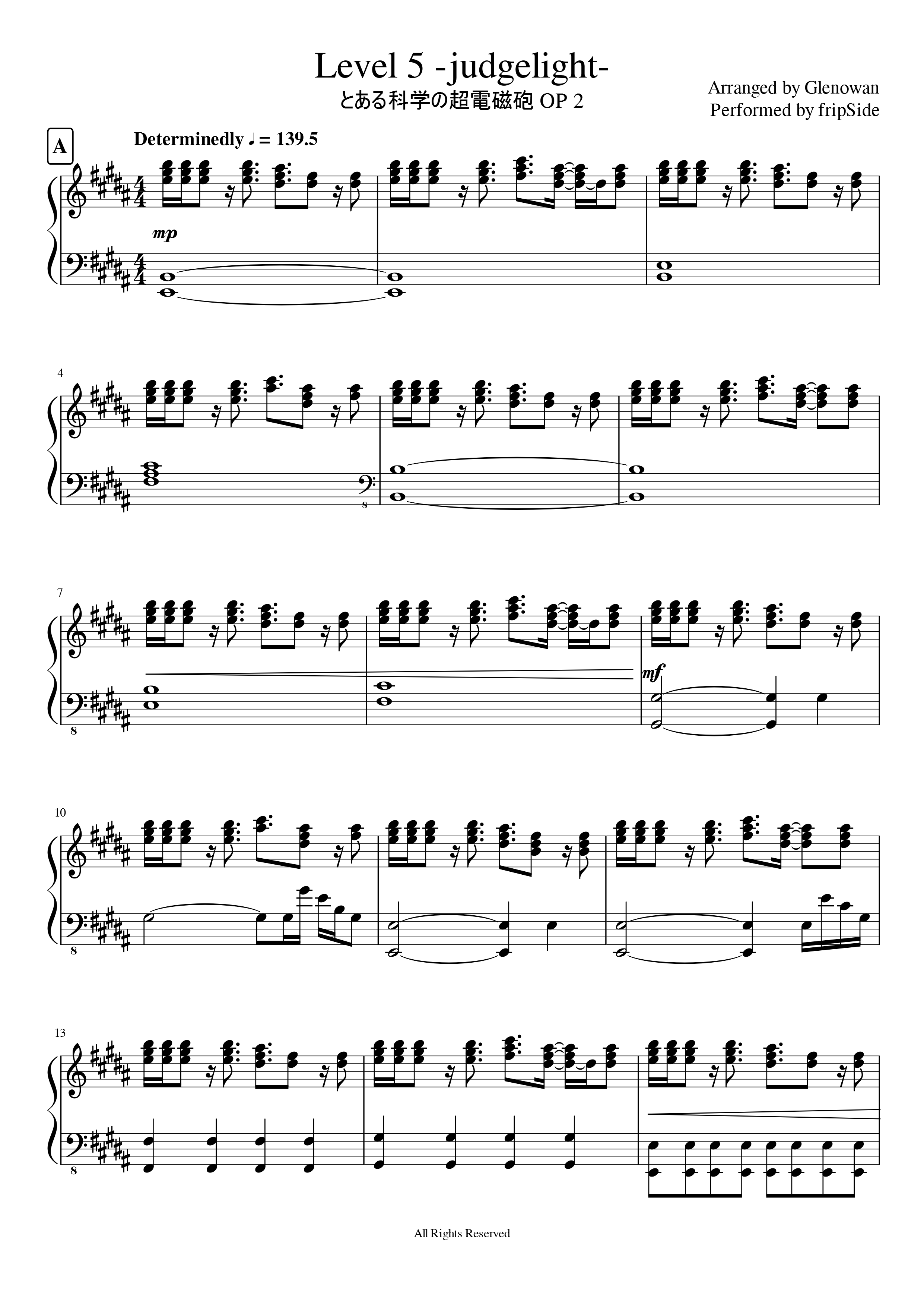 Level 5 judgelight とある科学の超電磁砲 sheet music Sheethost