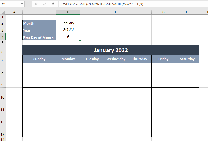 How to Make an Interactive Calendar in Excel Sheetaki
