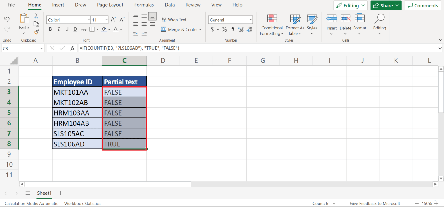 How to Check if Cell Contains Partial Text in Excel Sheetaki