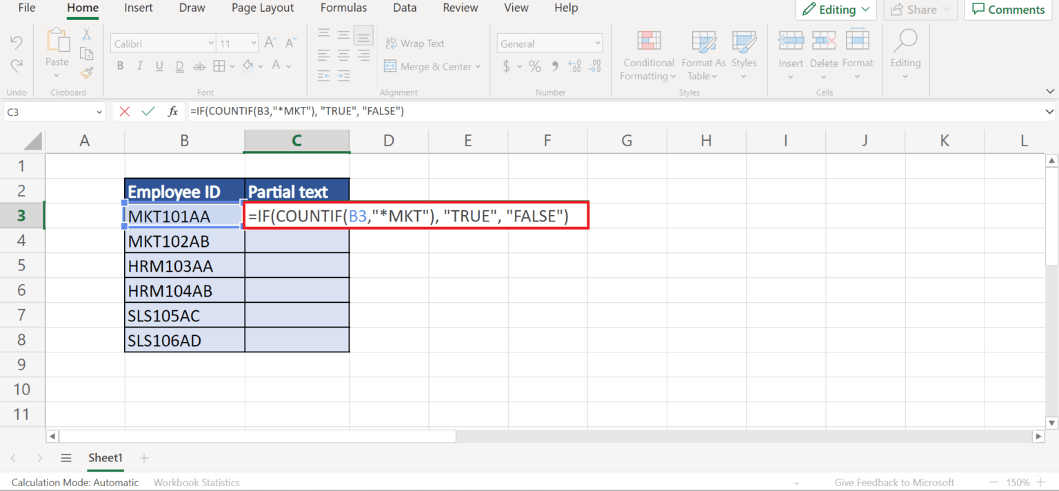 How to Check if Cell Contains Partial Text in Excel Sheetaki
