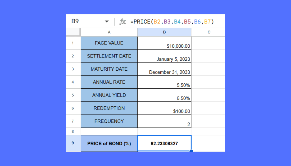 How to Use the PRICE Function in Google Sheets Sheetaki